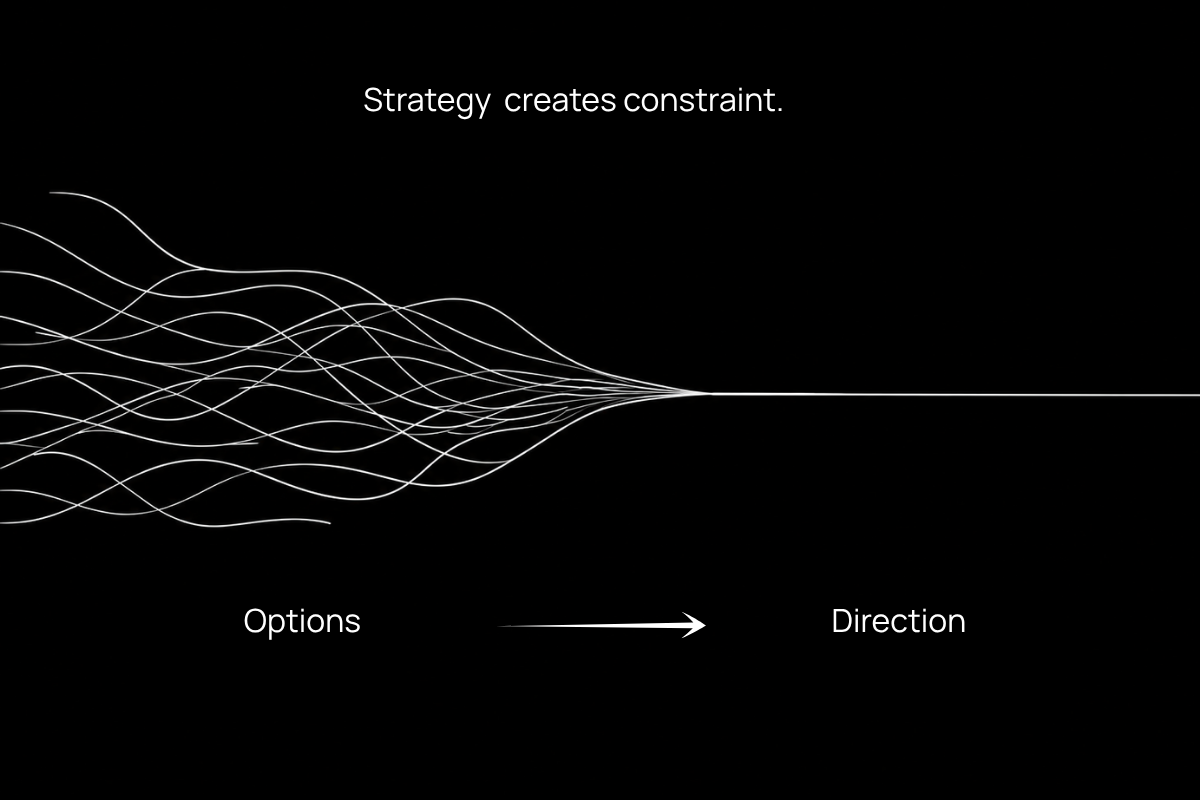 Strategy creates constraint by narrowing multiple possibilities into a clear direction